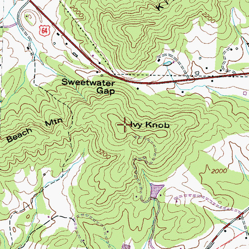 Topographic Map of Ivy Knob, NC