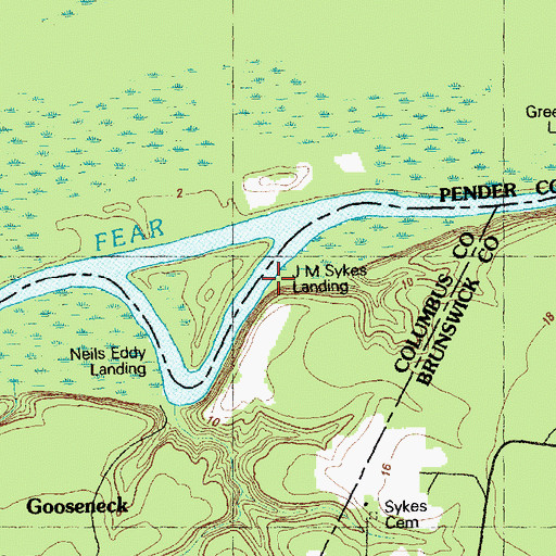 Topographic Map of J M Sykes Landing, NC