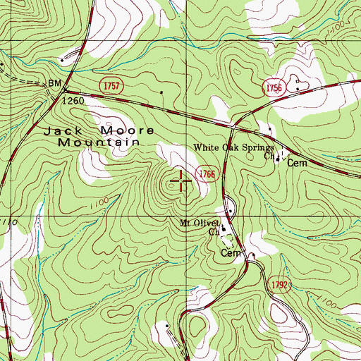 Topographic Map of Jack Moore Mountain, NC
