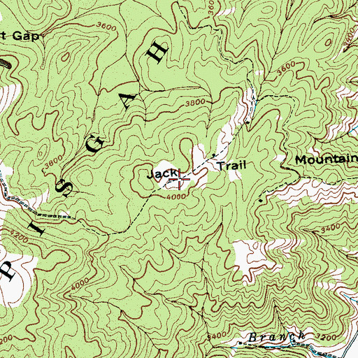 Topographic Map of Jack Trail Mountain, NC