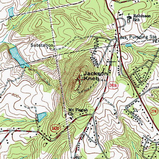 Topographic Map of Jackson Knob, NC