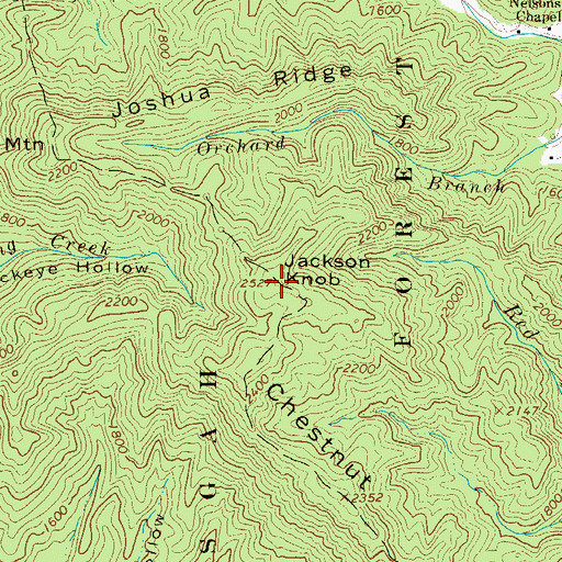 Topographic Map of Jackson Knob, NC