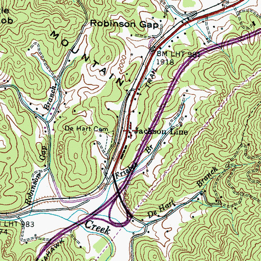 Topographic Map of Jackson Line, NC