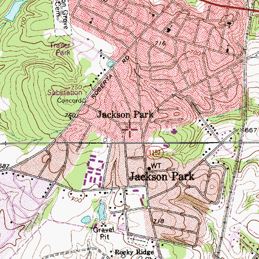 Topographic Map of Jackson Park, NC