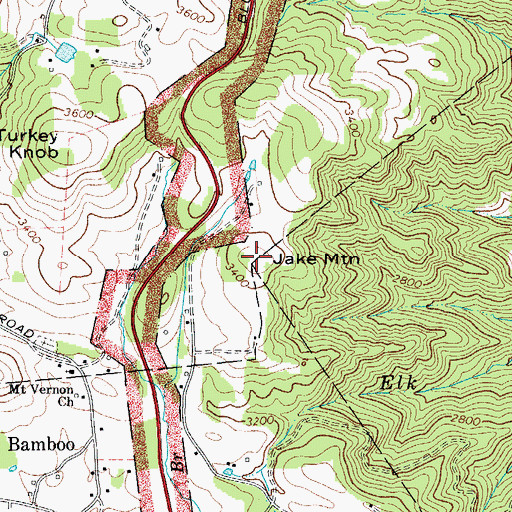 Topographic Map of Jake Mountain, NC