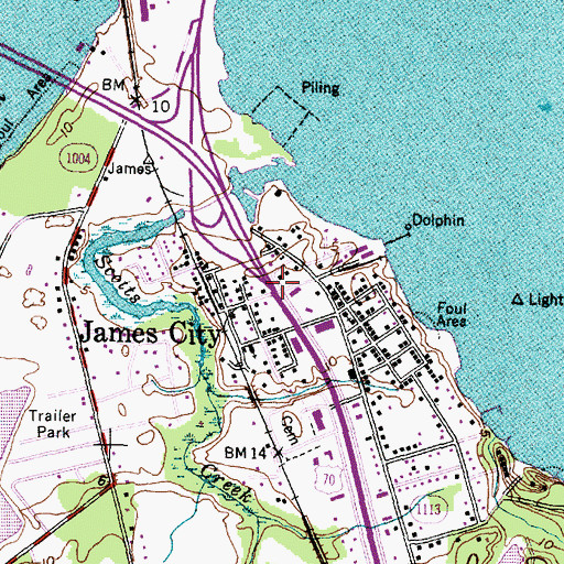 Topographic Map of James City, NC
