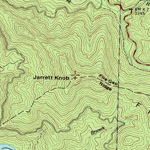 Topographic Map of Jarrett Knob, NC