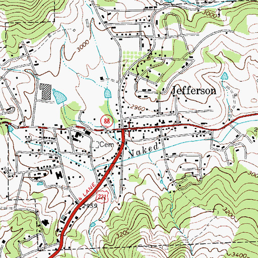 Topographic Map of Jefferson, NC