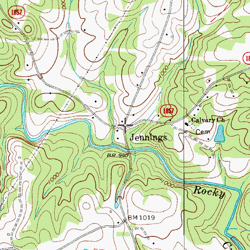Topographic Map of Jennings, NC