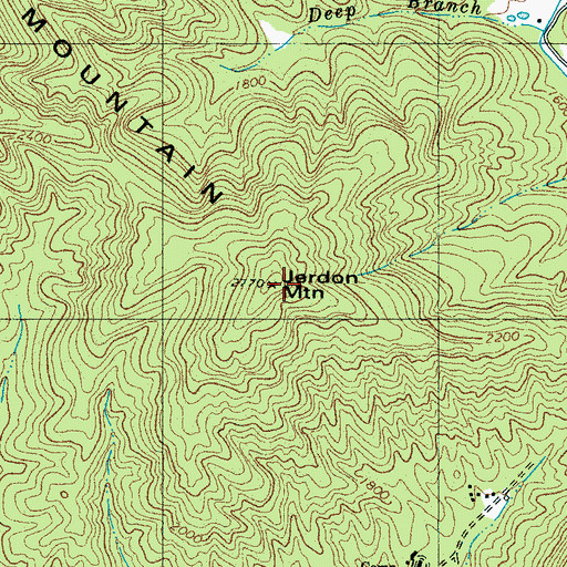 Topographic Map of Jerdon Mountain, NC