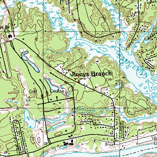Topographic Map of Jinnys Branch (historical), NC