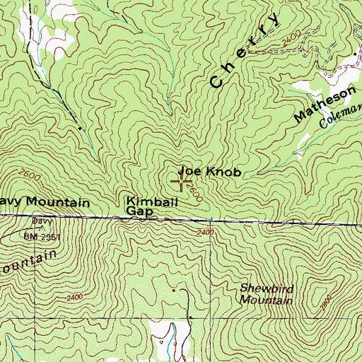 Topographic Map of Joe Knob, NC