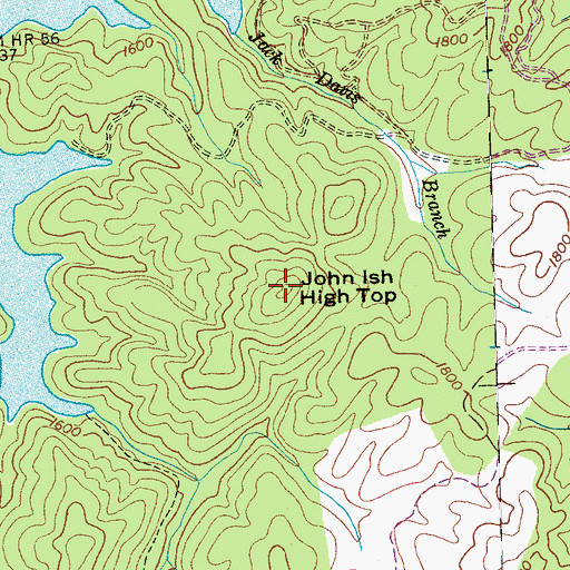 Topographic Map of John Ish High Top, NC