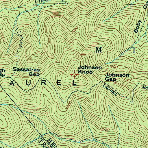 Topographic Map of Johnson Knob, NC