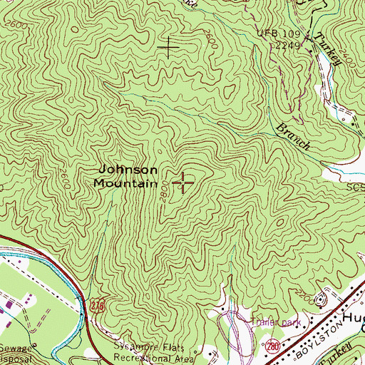 Topographic Map of Johnson Mountain, NC