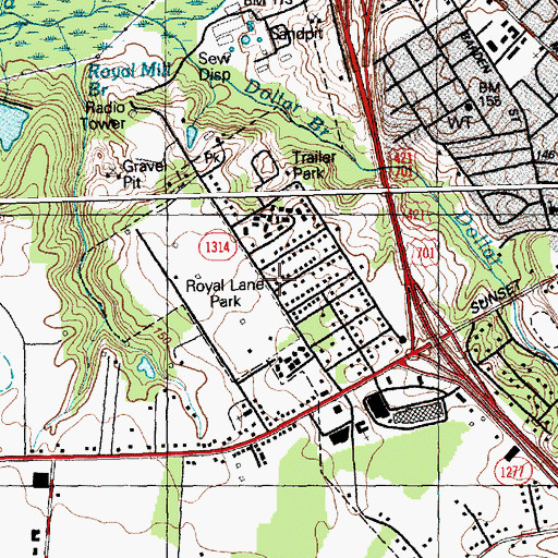 Topographic Map of Johnsontown, NC