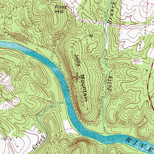 Topographic Map of Jolly Mountain, NC