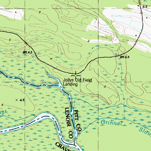 Topographic Map of Jollys Old Field Landing, NC