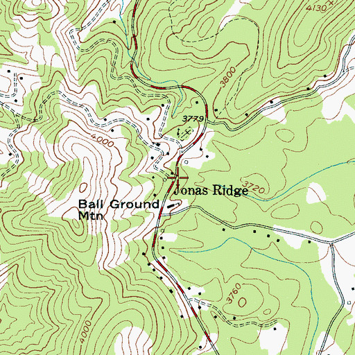 Topographic Map of Jonas Ridge, NC