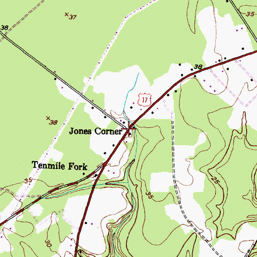 Topographic Map of Jones Corner, NC