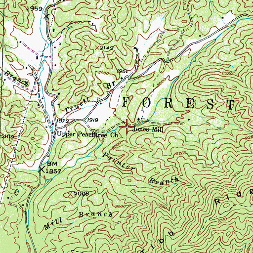 Topographic Map of Jones Mill, NC