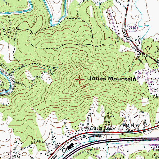 Topographic Map of Jones Mountain, NC