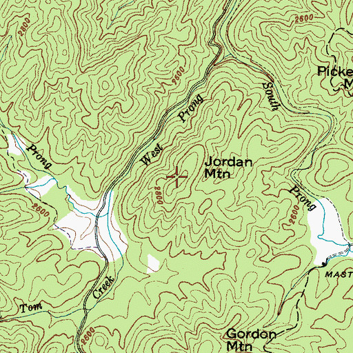 Topographic Map of Jordan Mountain, NC