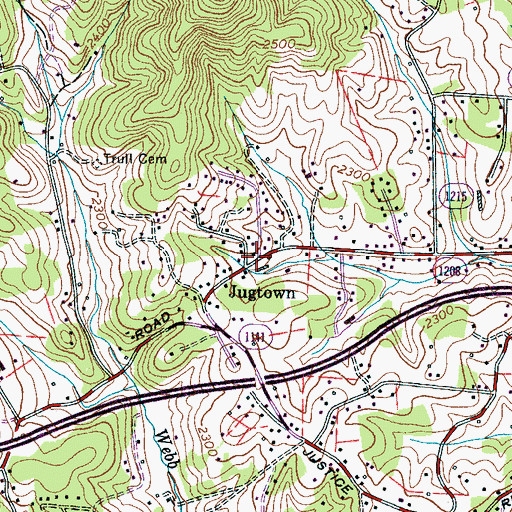 Topographic Map of Jugtown, NC