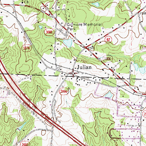 Topographic Map of Julian, NC