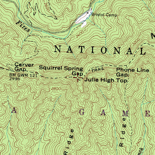 Topographic Map of Julie High Top, NC