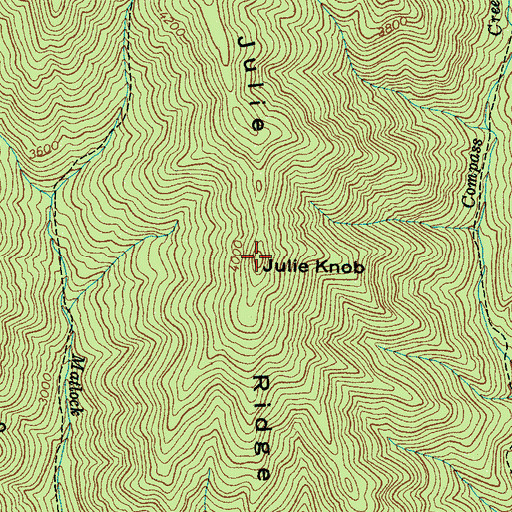 Topographic Map of Julie Knob, NC
