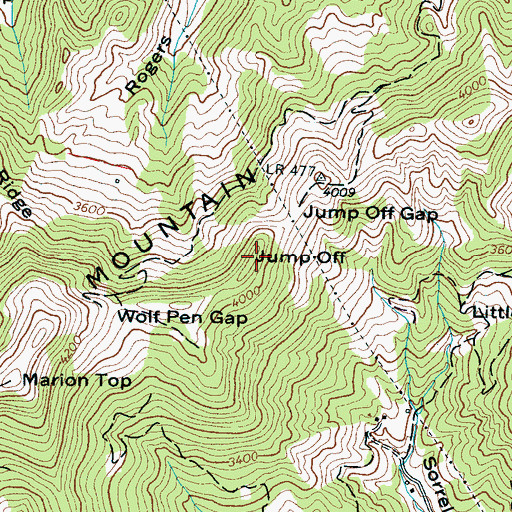 Topographic Map of Jump Off, NC