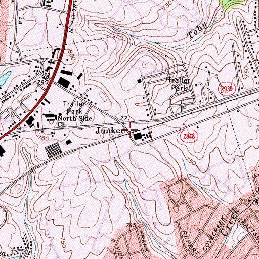 Topographic Map of Junker, NC