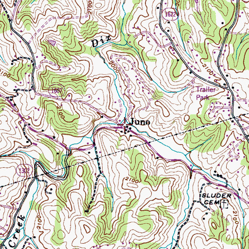 Topographic Map of Juno, NC