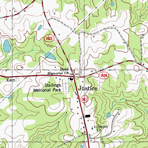 Topographic Map of Justice, NC