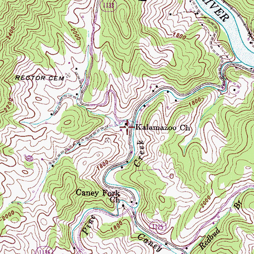 Topographic Map of Kalamazoo Church, NC