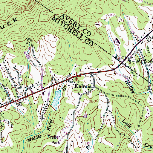 Topographic Map of Kalmia, NC