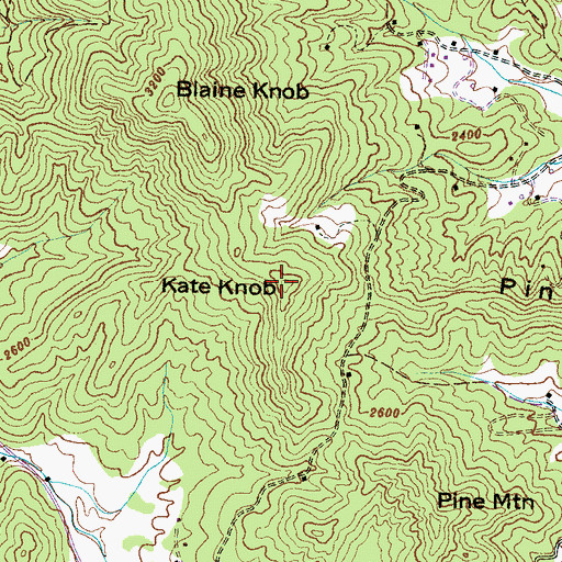 Topographic Map of Kate Knob, NC