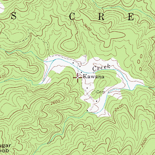 Topographic Map of Kawana, NC