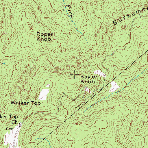 Topographic Map of Kaylor Knob, NC