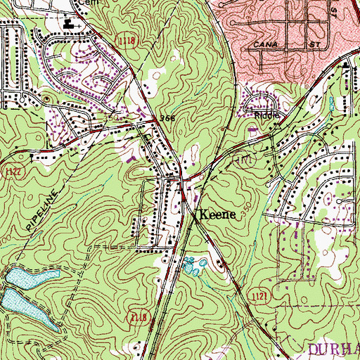 Topographic Map of Keene, NC