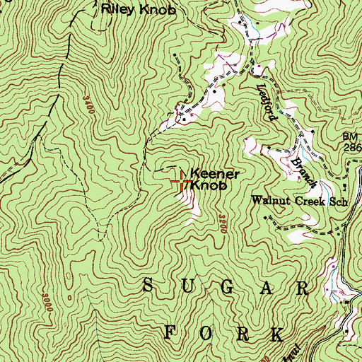 Topographic Map of Keener Knob, NC