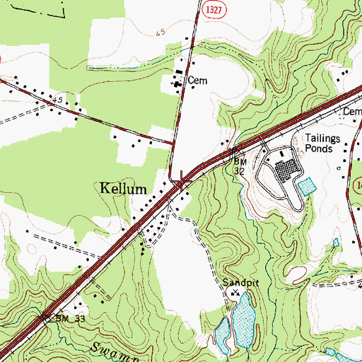 Topographic Map of Kellum, NC