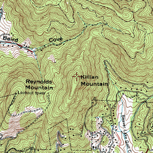 Topographic Map of Killian Mountain, NC