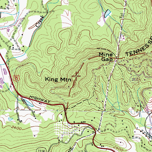 Topographic Map of King Mountain, NC