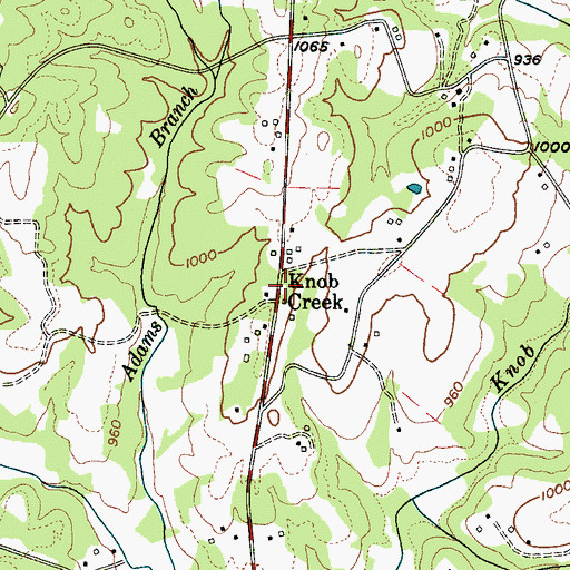 Topographic Map of Knob Creek, NC