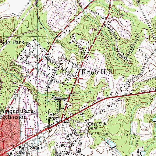 Topographic Map of Knob Hill, NC
