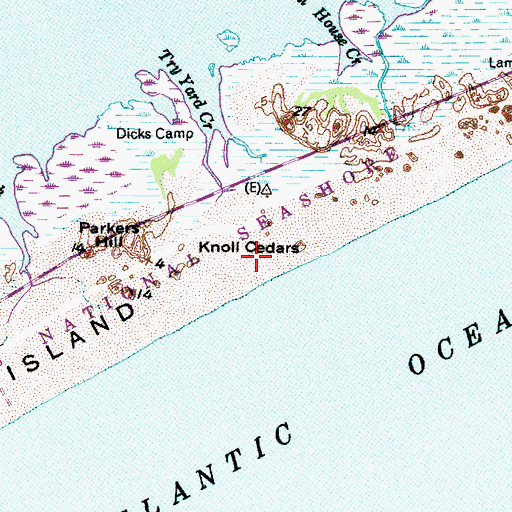 Topographic Map of Knoll Cedars, NC