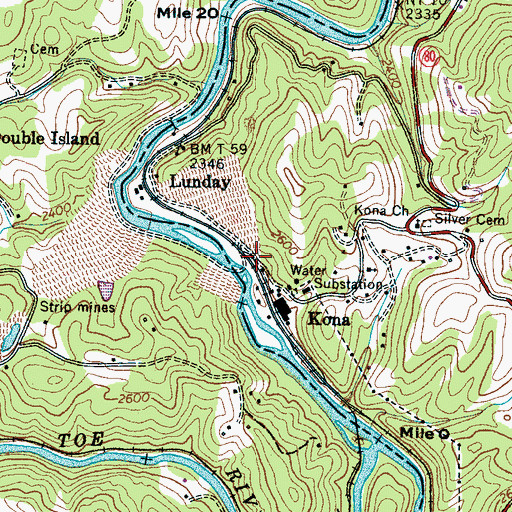Topographic Map of Kona, NC