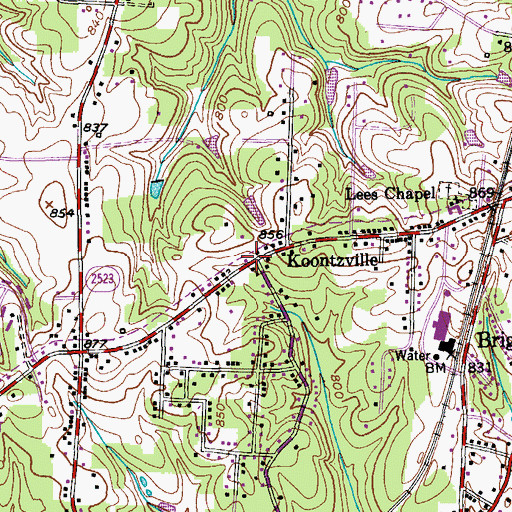 Topographic Map of Koontzville, NC